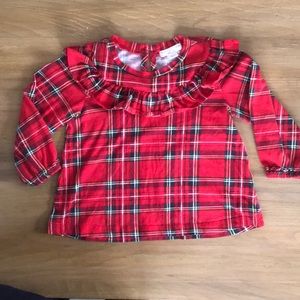 Jcrew crew cuts plaid ruffle holiday shirt Sz 3T